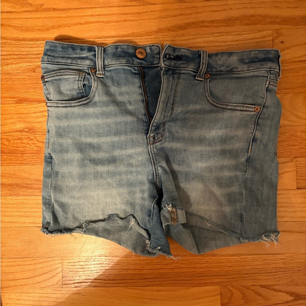 American Eagle Outfitters Blue Jean Shorts Distressed Mid-Rise